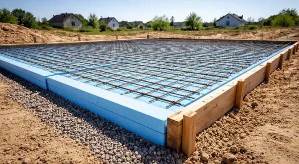 Płyty styrodur XPS na ocieplenie fundamentu, grubość 20 cm idealna do domu pasywnego. Betonowanie płyty fundamentowej.