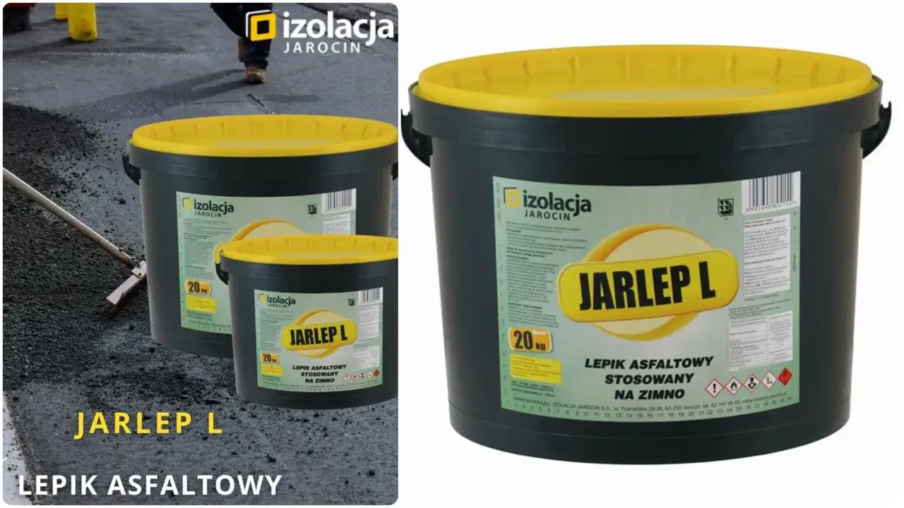 Lepik na zimno do papy JARLEP L. Zasady aplikacji na wilgotne podłoże. Opakowanie 20 kg.